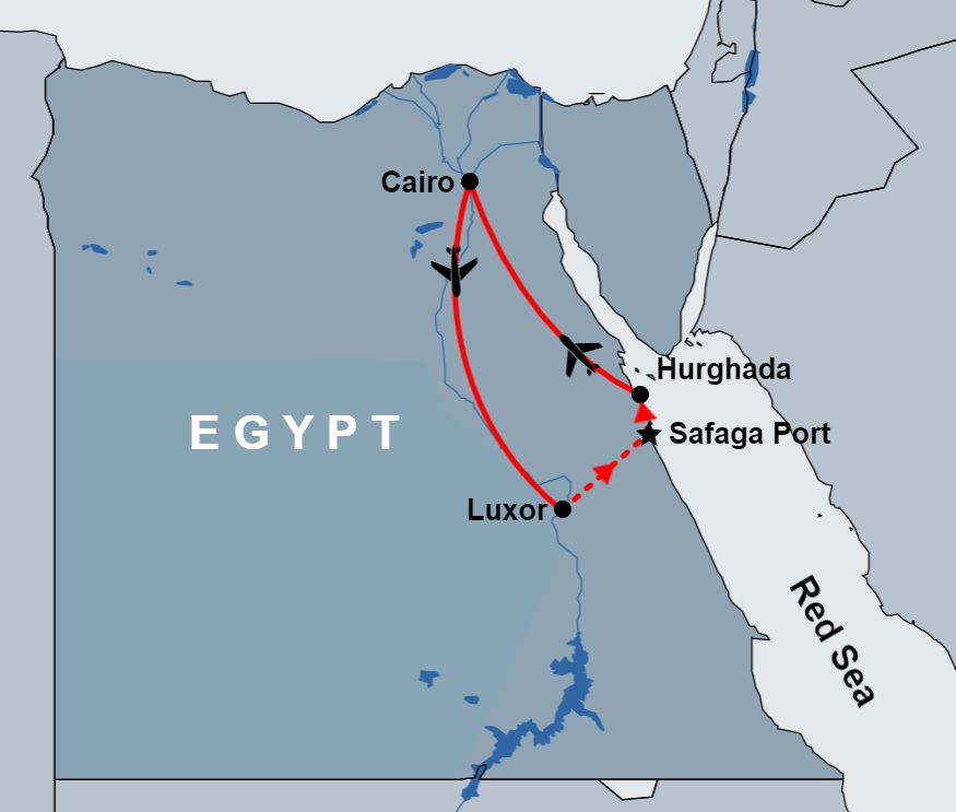 2 Days Tour to Cairo And Luxor from Safaga Port map 2 Days Tour to Cairo And Luxor from Safaga Port map